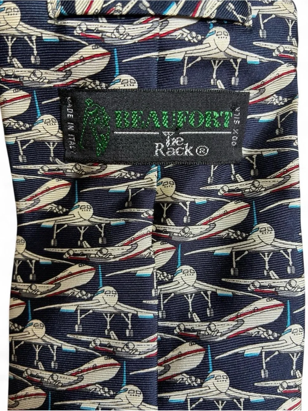 Vintage Silk Tie Airplane Print Made in Italy